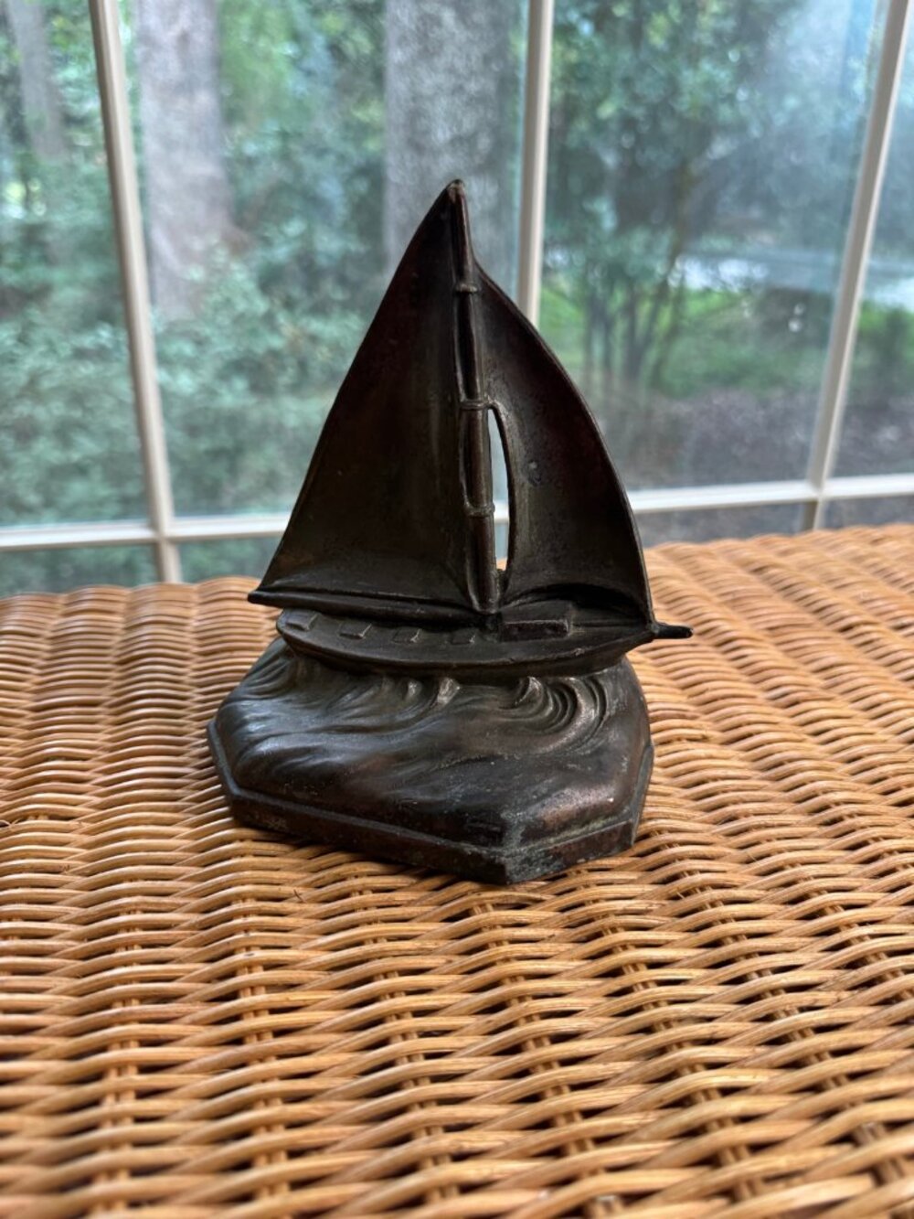 Brass-Tone Sailboat Bookend | Colonial Virginia 1965